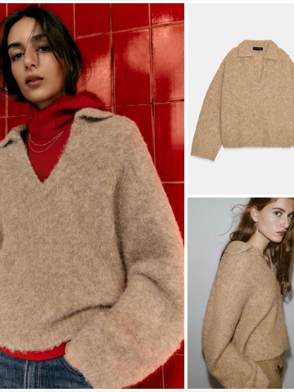 ZARA ~ Collared Polo Oversized Knit Sweater